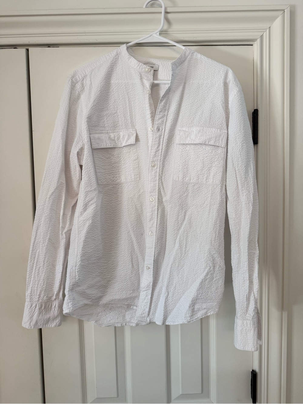REISS Lever Blouse White Long Sleeve Button Down Top Large